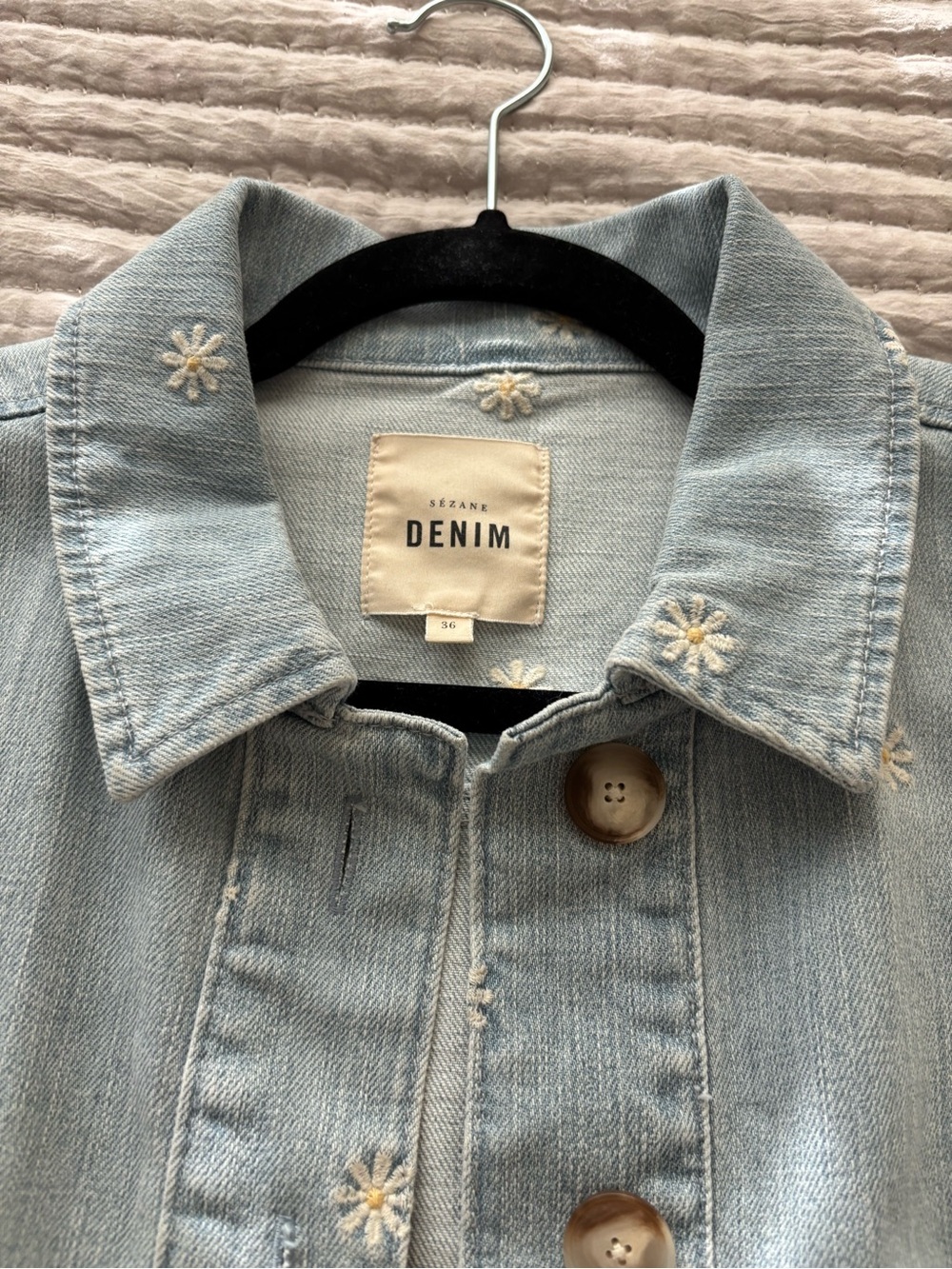 NWT Sezane Light Blue Embroidered Gab Jacket - Picture 7 of 10